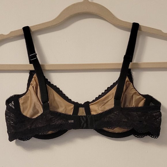 Wacoal lacy black underwire bra with tan lining sz: 36B - Picture 2 of 5